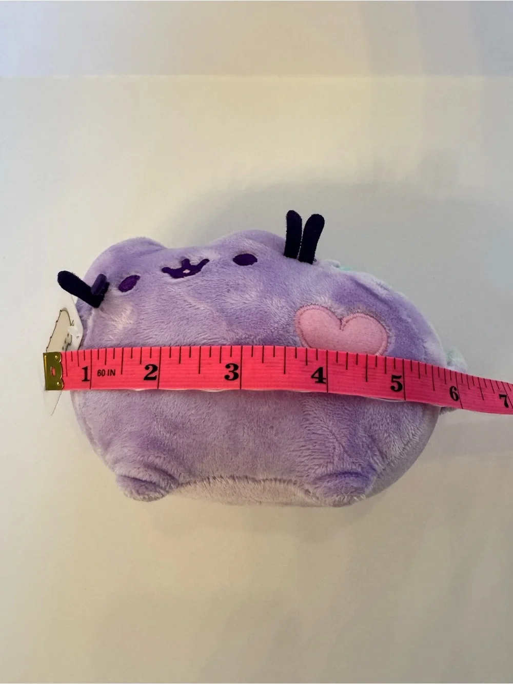 Gund Pusheen Purple Cat Plush with Pink Heart & Teal Stripes 6” Soft Stuffed